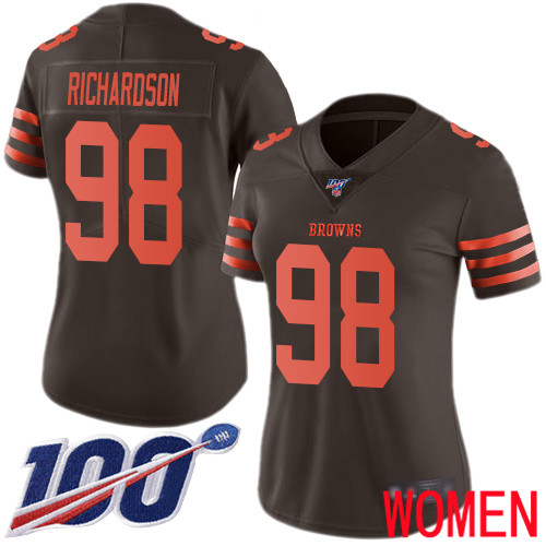 Cleveland Browns Sheldon Richardson Women Brown Limited Jersey #98 NFL Football 100th Season Rush Vapor Untouchable
